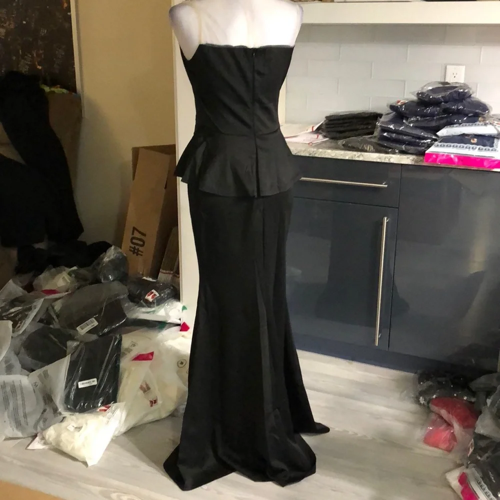 Black peplum maxi with nude mesh top - Picture 7 of 8